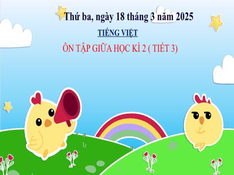 Bài giảng Tiếng Việt 3 (Kết nối tri thức) - Bài: Ôn tập giữa học kì 2 (Tiết 3) - Năm học 2024-2025 - Trần Thị Nga