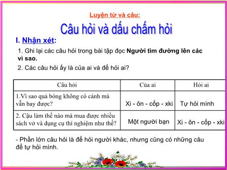 Bài giảng Tiếng Việt 4 - Bài (Luyện từ và câu): Câu hỏi và dấu chấm hỏi - Năm học 2022-2023 - Phạm Thị Hương Giang