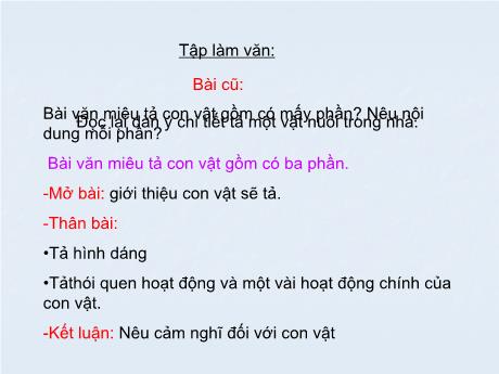 Bài giảng Tiếng Việt 4 - Bài (Tập làm văn): Luyện tập quan sát con vật - Phạm Thị Hương Giang