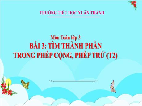 Bài giảng Toán 3 (Kết nối tri thức) - Bài 3: Tìm thành phần trong phép cộng, phép trừ (Tiết 2) - Trần Thị Nga