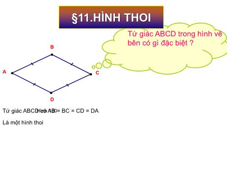 Bài giảng Toán 4 - Bài 11: Hình thoi - Năm học 2022-2023 - Phạm Thị Hương Giang