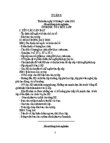 Giáo án Hoạt động trải nghiệm + Giáo dục kĩ năng sống Tiểu học - Năm học 2021-2022 - Dương Thị Nga