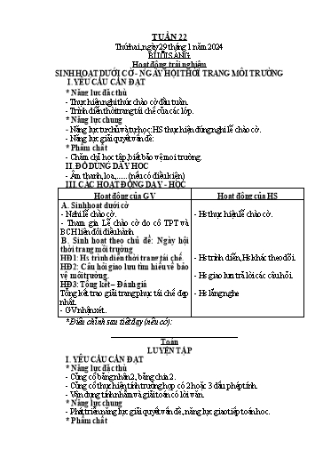 Giáo án Tiếng Việt + Toán 2 (Kết nối tri thức) - Tuần 22 - Năm học 2023-2024 - Hoàng Thi Thơ