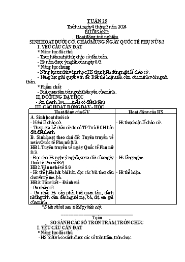 Giáo án Tiếng Việt + Toán 2 (Kết nối tri thức) - Tuần 25 - Năm học 2023-2024 - Hoàng Thi Thơ