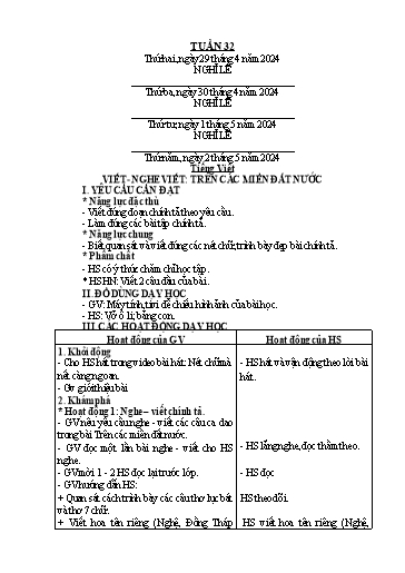 Giáo án Tiếng Việt + Toán 2 (Kết nối tri thức) - Tuần 32 - Năm học 2023-2024 - Hoàng Thi Thơ