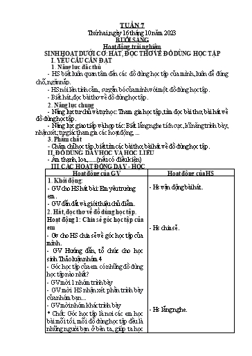 Giáo án Tiếng Việt + Toán 2 (Kết nối tri thức) - Tuần 7 - Năm học 2023-2024 - Hoàng Thi Thơ