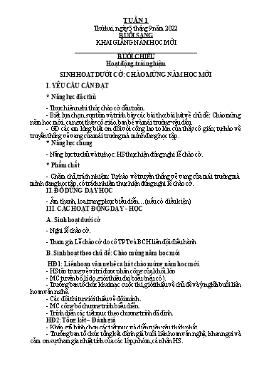 Giáo án Tiếng Việt + Toán Lớp 2 (Kết nối tri thức) - Tuần 1 - Năm học 2022-2023 - Hoàng Thi Thơ