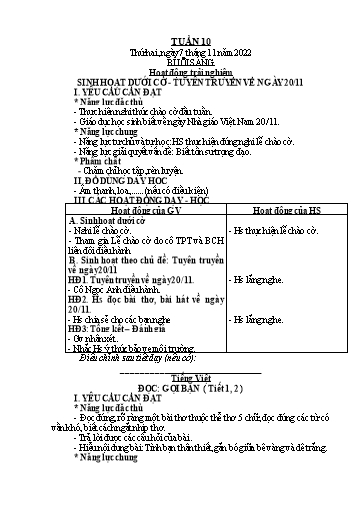 Giáo án Tiếng Việt + Toán Lớp 2 (Kết nối tri thức) - Tuần 10 - Năm học 2022-2023 - Hoàng Thi Thơ