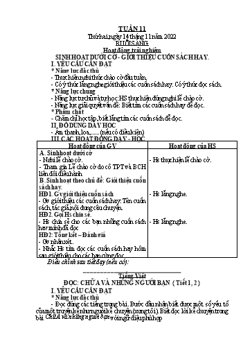 Giáo án Tiếng Việt + Toán Lớp 2 (Kết nối tri thức) - Tuần 11 - Năm học 2022-2023 - Hoàng Thi Thơ
