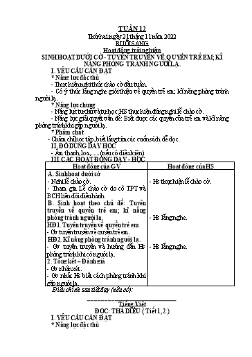 Giáo án Tiếng Việt + Toán Lớp 2 (Kết nối tri thức) - Tuần 12 - Năm học 2022-2023 - Hoàng Thi Thơ