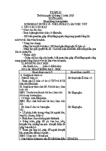 Giáo án Tiếng Việt + Toán Lớp 2 (Kết nối tri thức) - Tuần 12 - Năm học 2023-2024 - Hoàng Thi Thơ