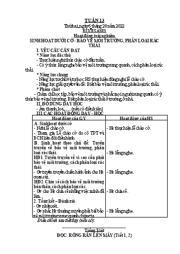 Giáo án Tiếng Việt + Toán Lớp 2 (Kết nối tri thức) - Tuần 13 - Năm học 2022-2023 - Hoàng Thi Thơ