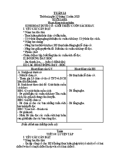 Giáo án Tiếng Việt + Toán Lớp 2 (Kết nối tri thức) - Tuần 13 - Năm học 2023-2024 - Hoàng Thi Thơ