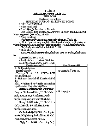 Giáo án Tiếng Việt + Toán Lớp 2 (Kết nối tri thức) - Tuần 16 - Năm học 2023-2024 - Hoàng Thi Thơ