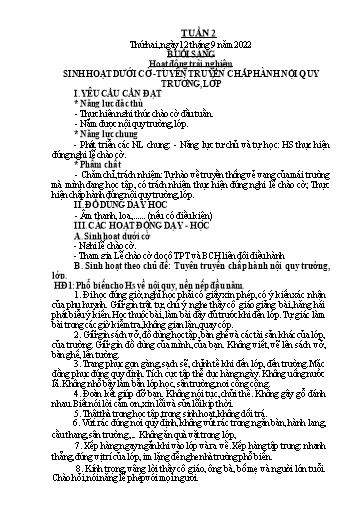 Giáo án Tiếng Việt + Toán Lớp 2 (Kết nối tri thức) - Tuần 2 - Năm học 2022-2023 - Hoàng Thi Thơ