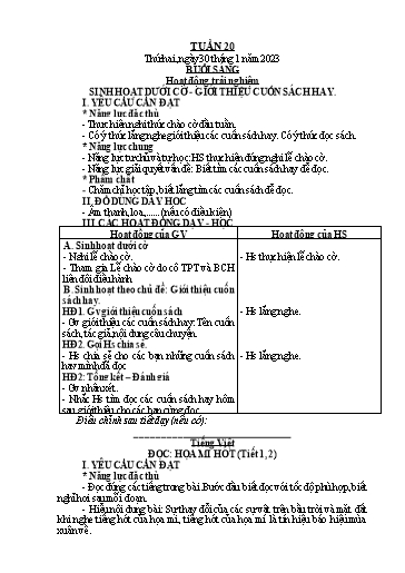 Giáo án Tiếng Việt + Toán Lớp 2 (Kết nối tri thức) - Tuần 20 - Năm học 2022-2023 - Hoàng Thi Thơ