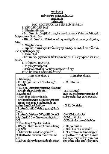 Giáo án Tiếng Việt + Toán Lớp 2 (Kết nối tri thức) - Tuần 21 - Năm học 2024-2025 - Hoàng Thi Thơ