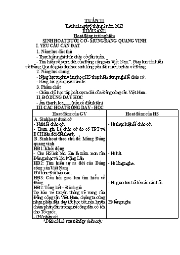 Giáo án Tiếng Việt + Toán Lớp 2 (Kết nối tri thức) - Tuần 21 - Năm học 2022-2023 - Hoàng Thi Thơ
