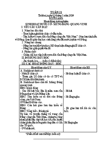 Giáo án Tiếng Việt + Toán Lớp 2 (Kết nối tri thức) - Tuần 21 - Năm học 2023-2024 - Hoàng Thi Thơ