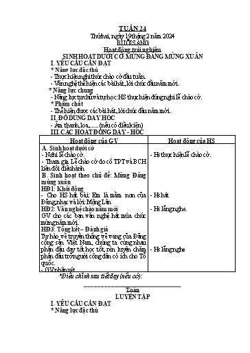 Giáo án Tiếng Việt + Toán Lớp 2 (Kết nối tri thức) - Tuần 23 - Năm học 2023-2024 - Hoàng Thi Thơ