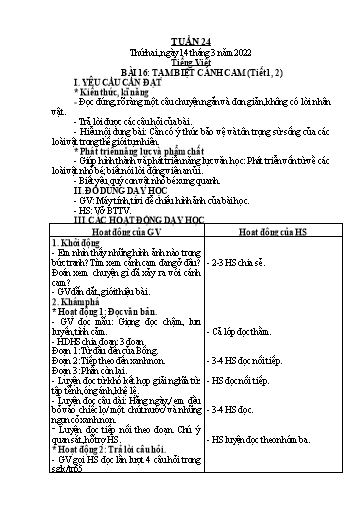 Giáo án Tiếng Việt + Toán Lớp 2 (Kết nối tri thức) - Tuần 24 - Năm học 2021-2022 - Hoàng Thi Thơ