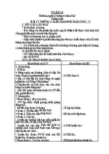 Giáo án Tiếng Việt + Toán Lớp 2 (Kết nối tri thức) - Tuần 25 - Năm học 2021-2022 - Hoàng Thi Thơ