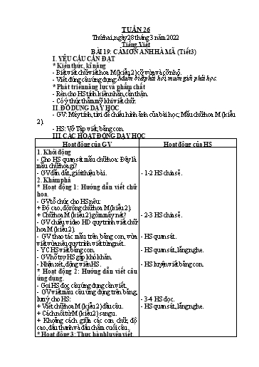 Giáo án Tiếng Việt + Toán Lớp 2 (Kết nối tri thức) - Tuần 26 - Năm học 2021-2022 - Hoàng Thi Thơ
