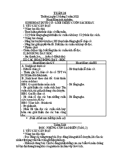 Giáo án Tiếng Việt + Toán Lớp 2 (Kết nối tri thức) - Tuần 26 - Năm học 2022-2023 - Hoàng Thi Thơ
