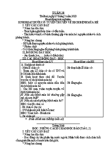 Giáo án Tiếng Việt + Toán Lớp 2 (Kết nối tri thức) - Tuần 28 - Năm học 2022-2023 - Hoàng Thi Thơ