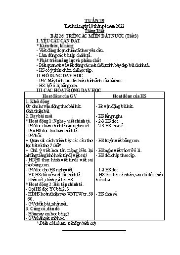 Giáo án Tiếng Việt + Toán Lớp 2 (Kết nối tri thức) - Tuần 29 - Năm học 2021-2022 - Hoàng Thi Thơ