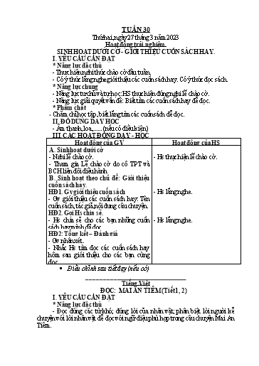 Giáo án Tiếng Việt + Toán Lớp 2 (Kết nối tri thức) - Tuần 30 - Năm học 2022-2023 - Hoàng Thi Thơ