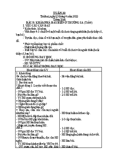 Giáo án Tiếng Việt + Toán Lớp 2 (Kết nối tri thức) - Tuần 30 - Năm học 2021-2022 - Hoàng Thi Thơ