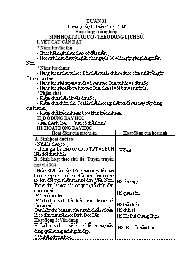 Giáo án Tiếng Việt + Toán Lớp 2 (Kết nối tri thức) - Tuần 31 - Năm học 2023-2024 - Hoàng Thi Thơ