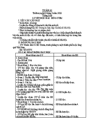 Giáo án Tiếng Việt + Toán Lớp 2 (Kết nối tri thức) - Tuần 32 - Năm học 2021-2022 - Hoàng Thi Thơ