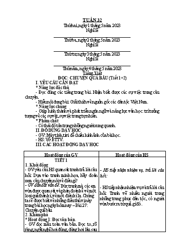 Giáo án Tiếng Việt + Toán Lớp 2 (Kết nối tri thức) - Tuần 33 - Năm học 2022-2023 - Hoàng Thi Thơ