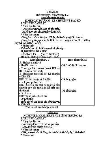 Giáo án Tiếng Việt + Toán Lớp 2 (Kết nối tri thức) - Tuần 34 - Năm học 2022-2023 - Hoàng Thi Thơ