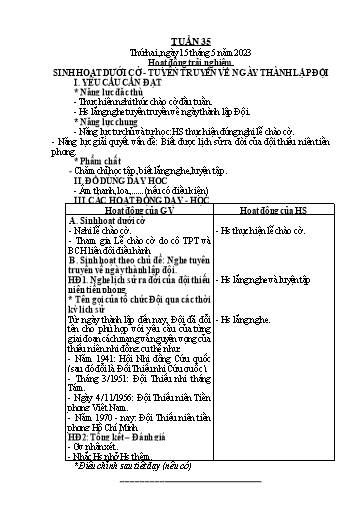 Giáo án Tiếng Việt + Toán Lớp 2 (Kết nối tri thức) - Tuần 35 - Năm học 2022-2023 - Hoàng Thi Thơ