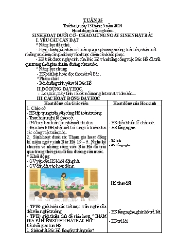 Giáo án Tiếng Việt + Toán Lớp 2 (Kết nối tri thức) - Tuần 35 - Năm học 2023-2024 - Hoàng Thi Thơ