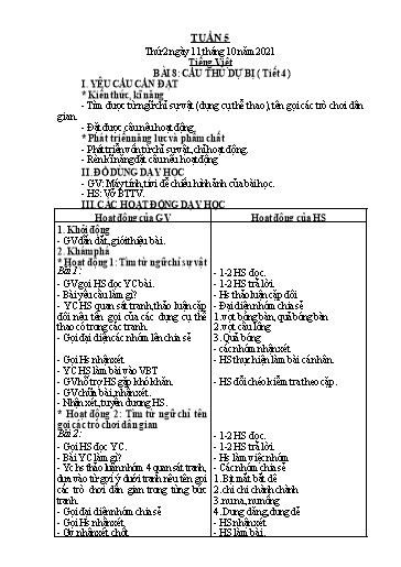 Giáo án Tiếng Việt + Toán Lớp 2 (Kết nối tri thức) - Tuần 5 - Năm học 2021-2022 - Hoàng Thi Thơ