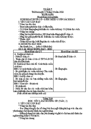 Giáo án Tiếng Việt + Toán Lớp 2 (Kết nối tri thức) - Tuần 7 - Năm học 2022-2023 - Hoàng Thi Thơ