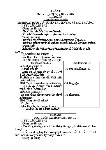 Giáo án Tiếng Việt + Toán Lớp 2 (Kết nối tri thức) - Tuần 8 - Năm học 2022-2023 - Hoàng Thi Thơ