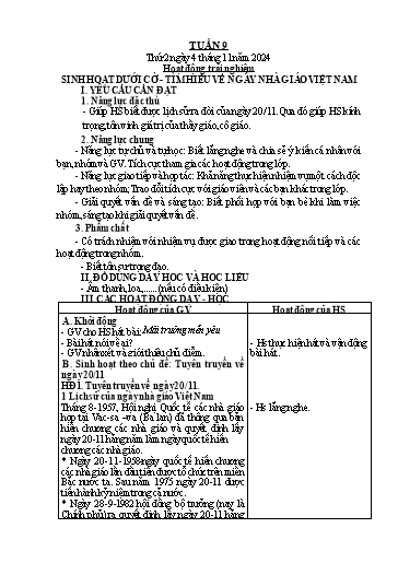 Giáo án Tiếng Việt + Toán Lớp 2 (Kết nối tri thức) - Tuần 9 - Năm học 2024-2025 - Hoàng Thi Thơ