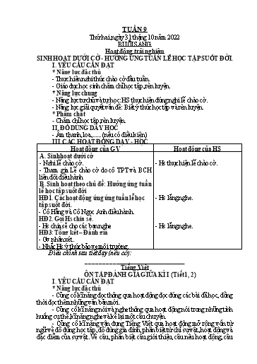 Giáo án Tiếng Việt + Toán Lớp 2 (Kết nối tri thức) - Tuần 9 - Năm học 2022-2023 - Hoàng Thi Thơ