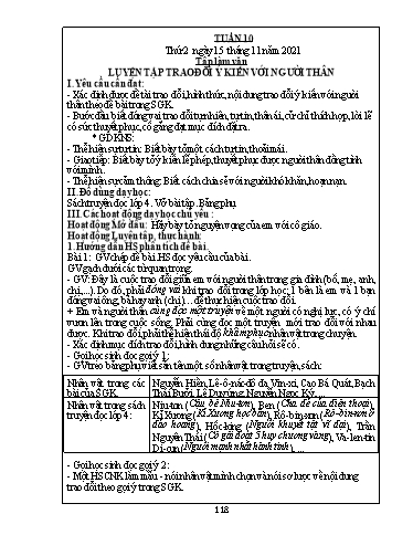 Giáo án Tiếng Việt + Toán Lớp 4 - Tuần 10 - Năm học 2021-2022 - Hoàng Thị Như Uyên