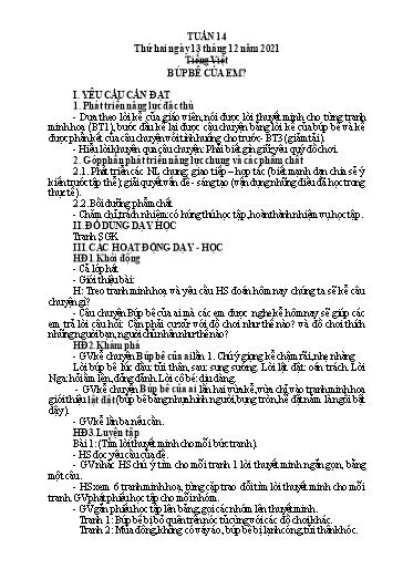 Giáo án Tiếng Việt + Toán Lớp 4 - Tuần 14 - Năm học 2021-2022 - Hoàng Thị Như Uyên