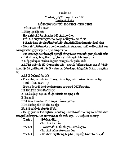 Giáo án Tiếng Việt + Toán Lớp 4 - Tuần 15 - Năm học 2021-2022 - Hoàng Thị Như Uyên