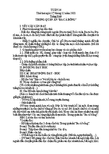 Giáo án Tiếng Việt + Toán Lớp 4 - Tuần 16 - Năm học 2021-2022 - Hoàng Thị Như Uyên