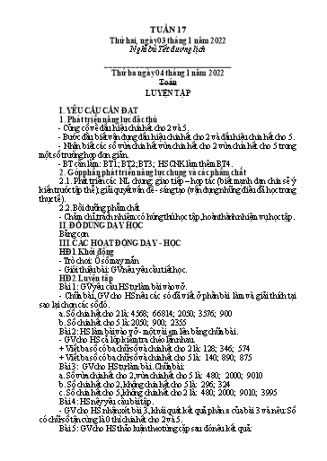 Giáo án Tiếng Việt + Toán Lớp 4 - Tuần 17 - Năm học 2021-2022 - Hoàng Thị Như Uyên