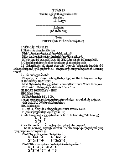 Giáo án Tiếng Việt + Toán Lớp 4 - Tuần 23 - Năm học 2021-2022 - Hoàng Thị Như Uyên