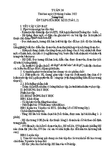 Giáo án Tiếng Việt + Toán Lớp 4 - Tuần 26 - Năm học 2021-2022 - Hoàng Thị Như Uyên
